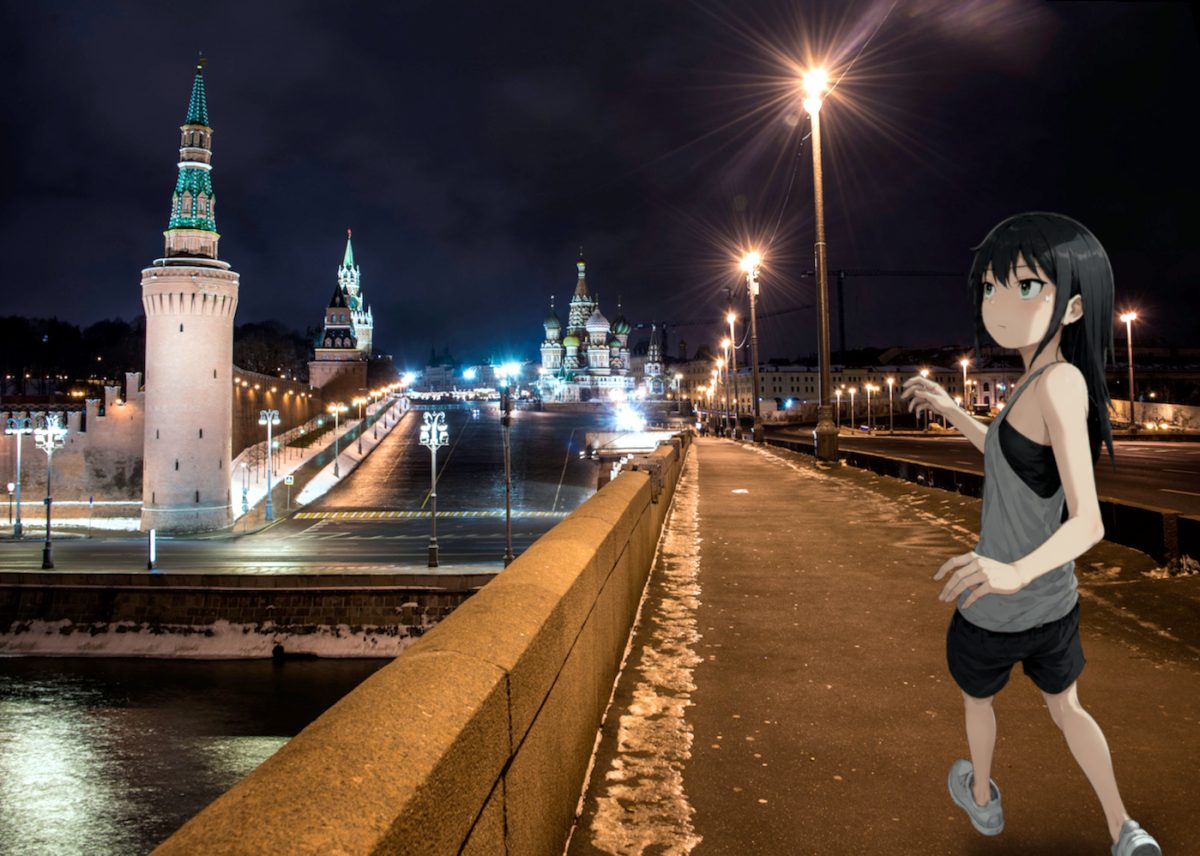 莫斯科夜景动漫女孩
