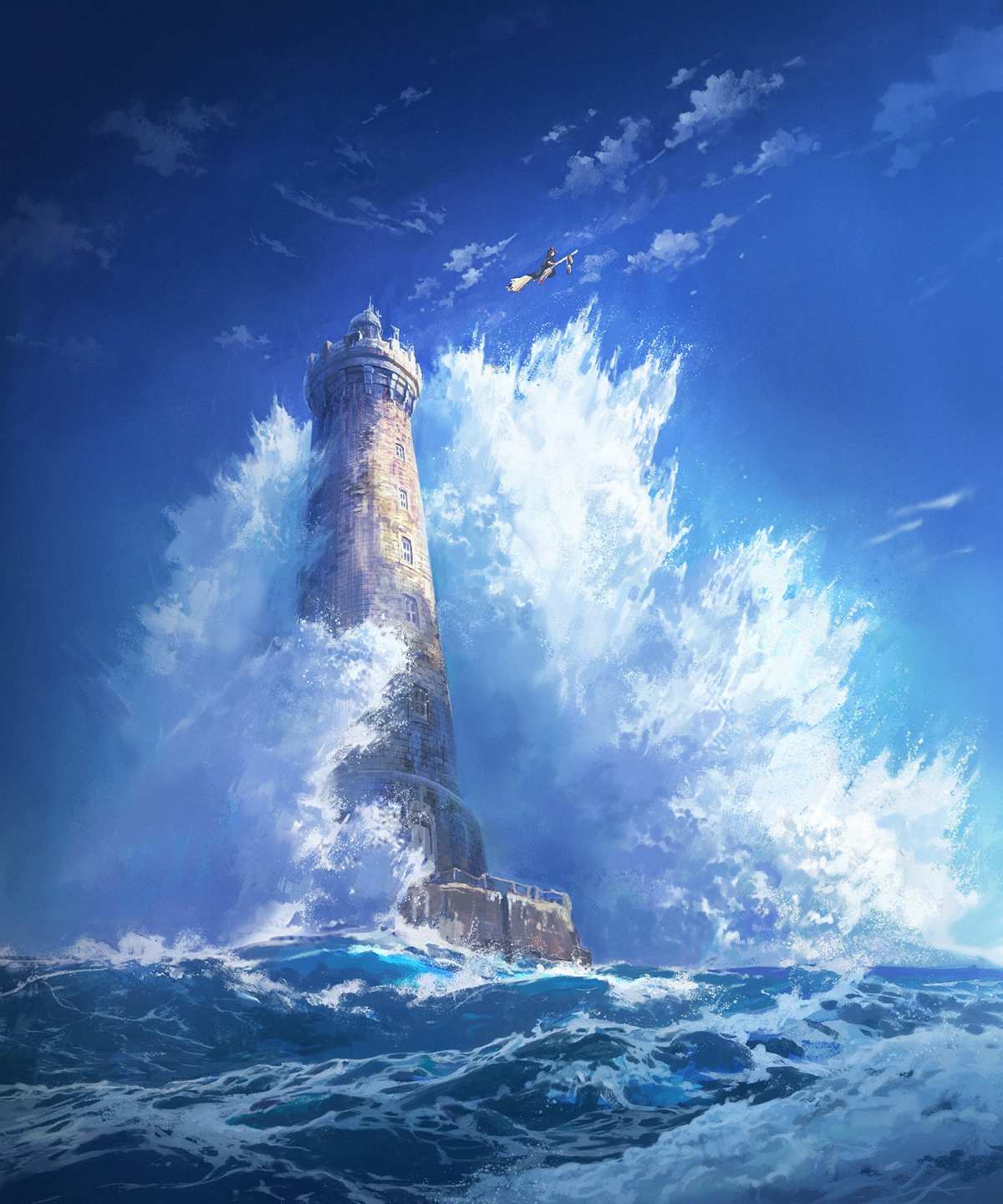 灯塔与海浪