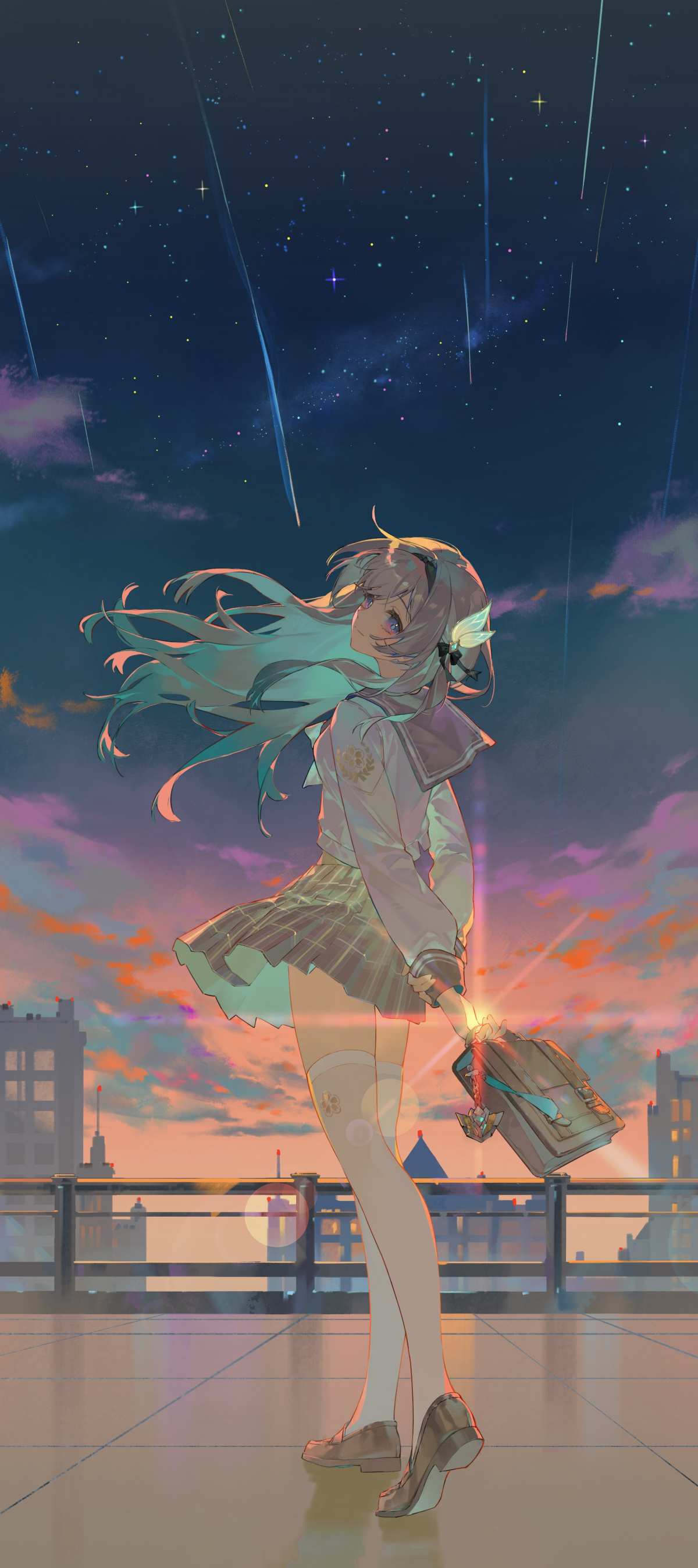 星夜下的少女