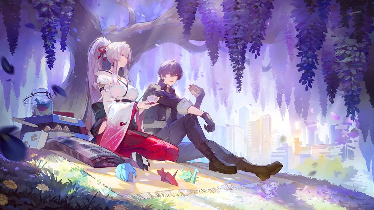 紫藤花下