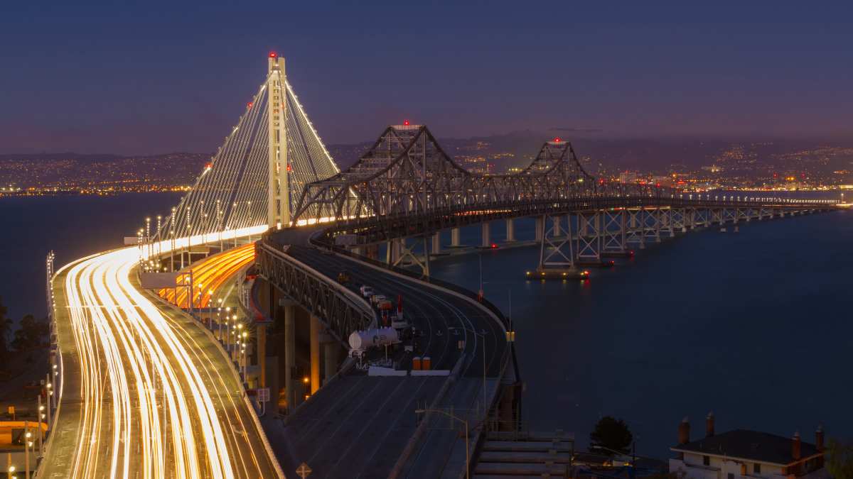 旧金山奥克兰湾大桥夜景