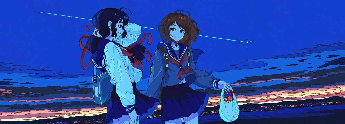 夜晚校园女生