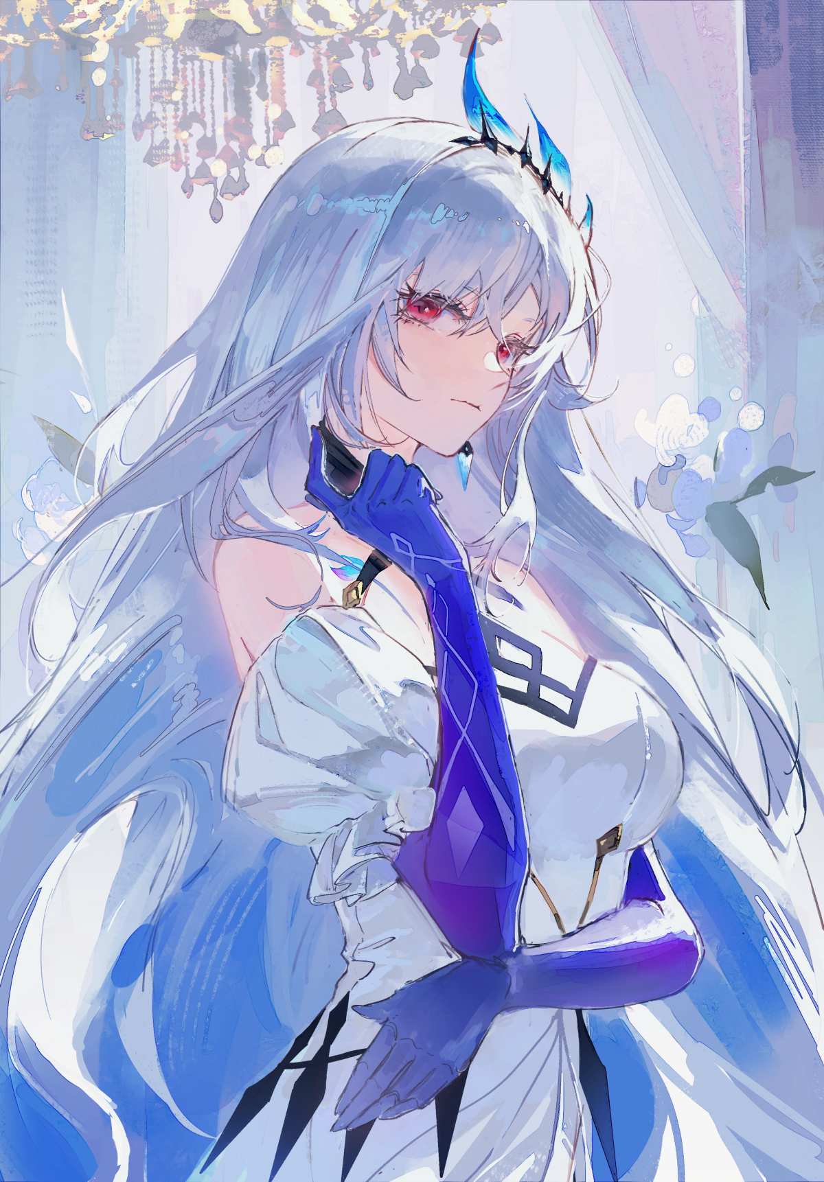 银发红眼动漫女孩