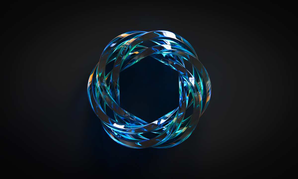 蓝色螺旋光晕3D抽象壁纸