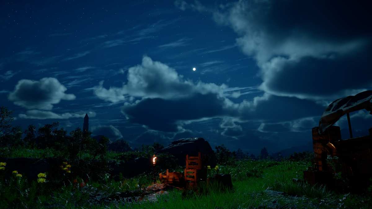 夜空下的宁静乡村