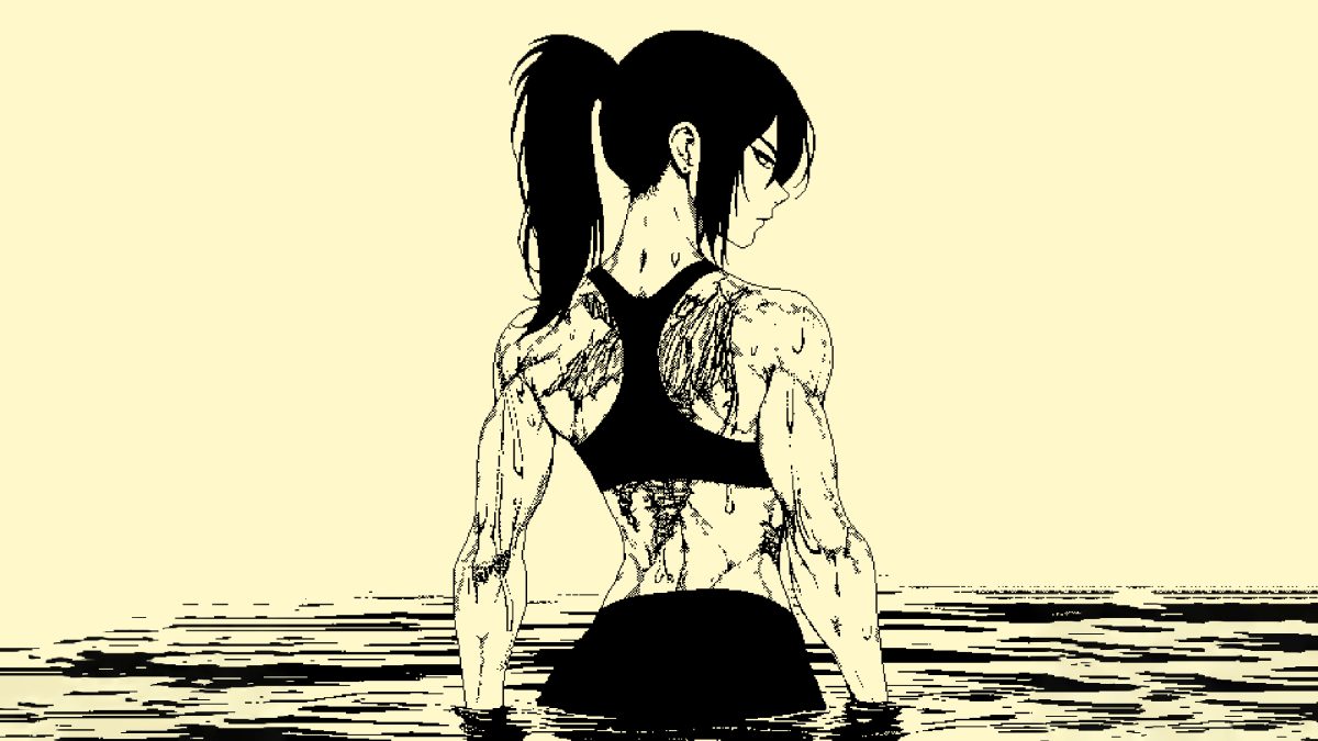 肌肉女孩背影