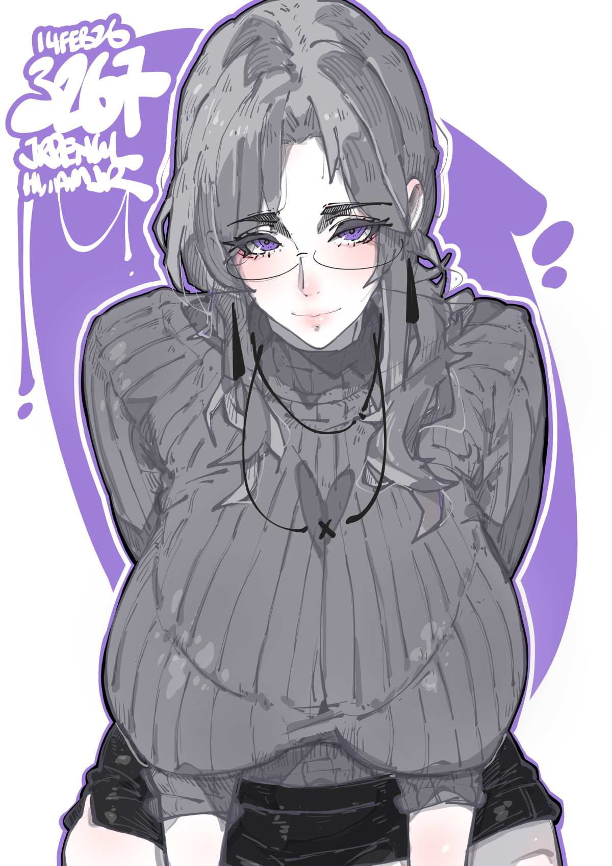 灰发紫眼动漫女孩