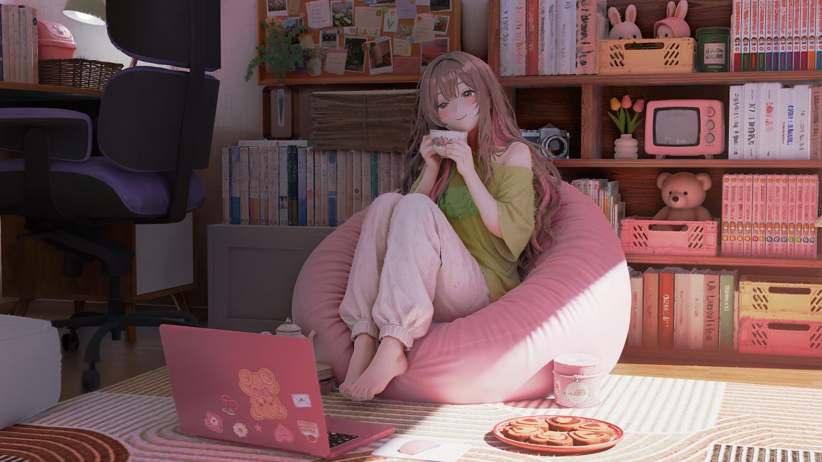 阳光下的动漫女孩