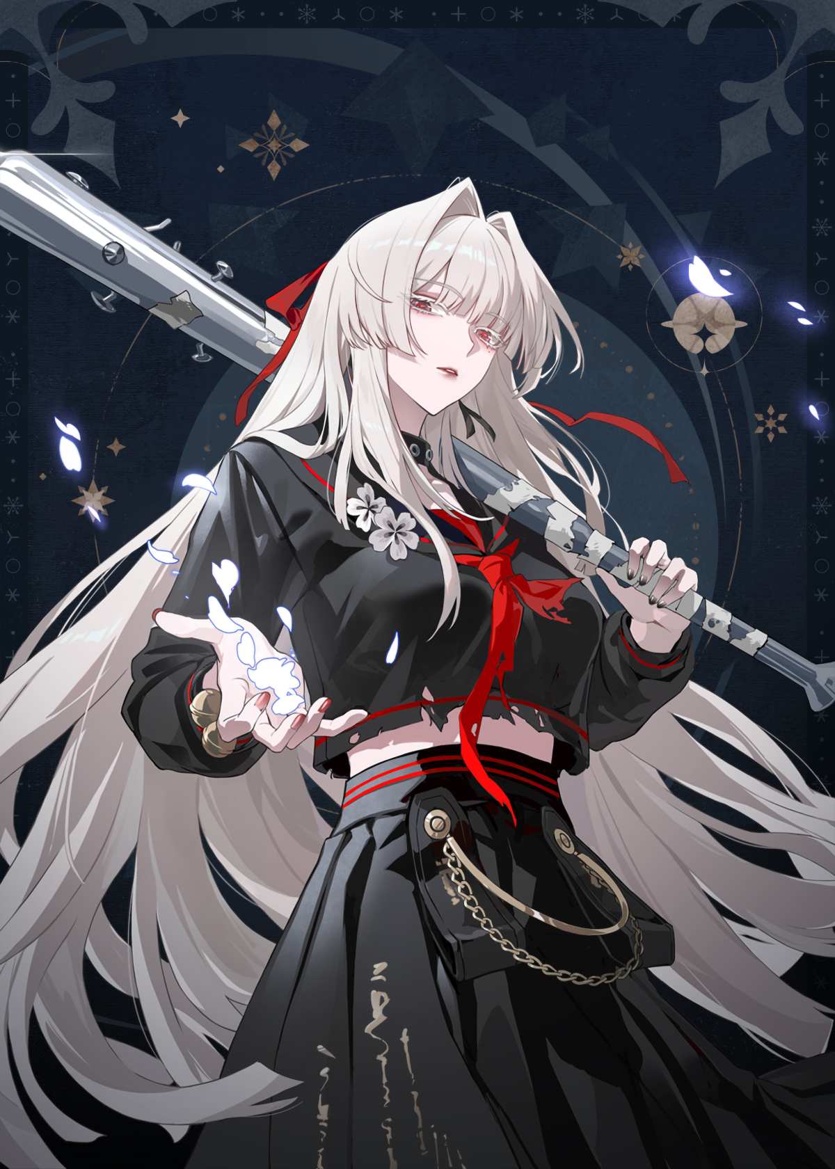 白发少女棒球棍