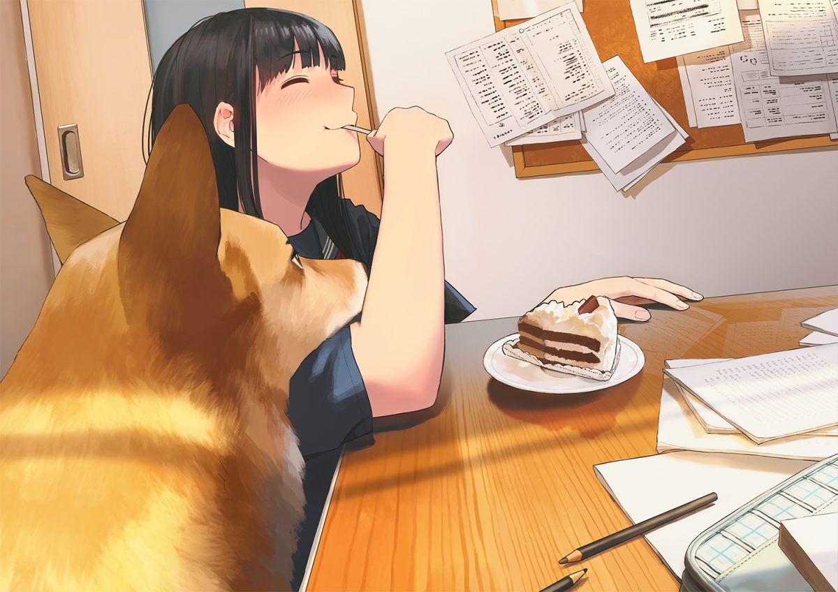 治愈系女孩与柯基犬