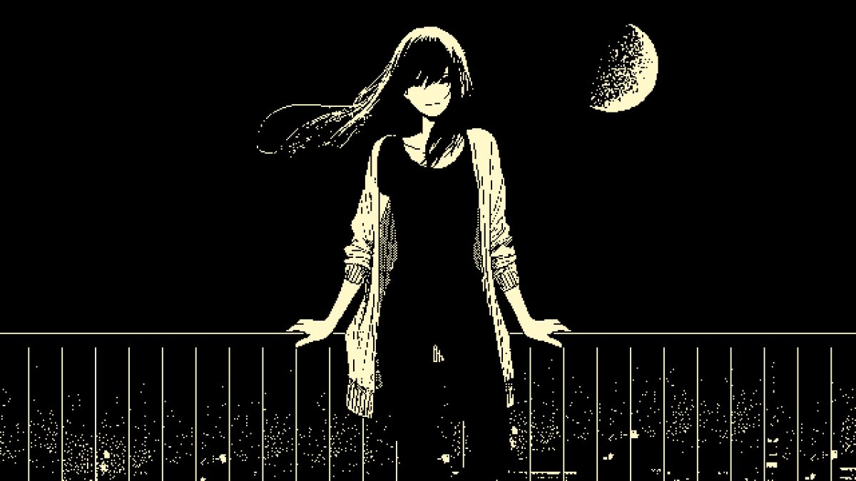 像素风女孩夜空