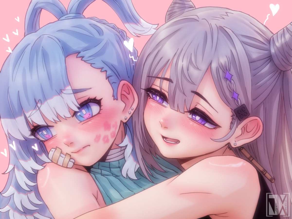 双马尾女孩抱抱