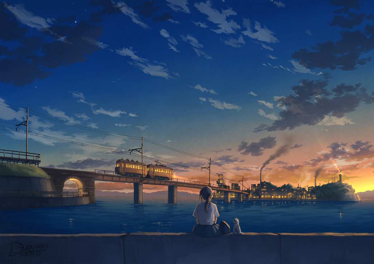 日落时分的城市风景