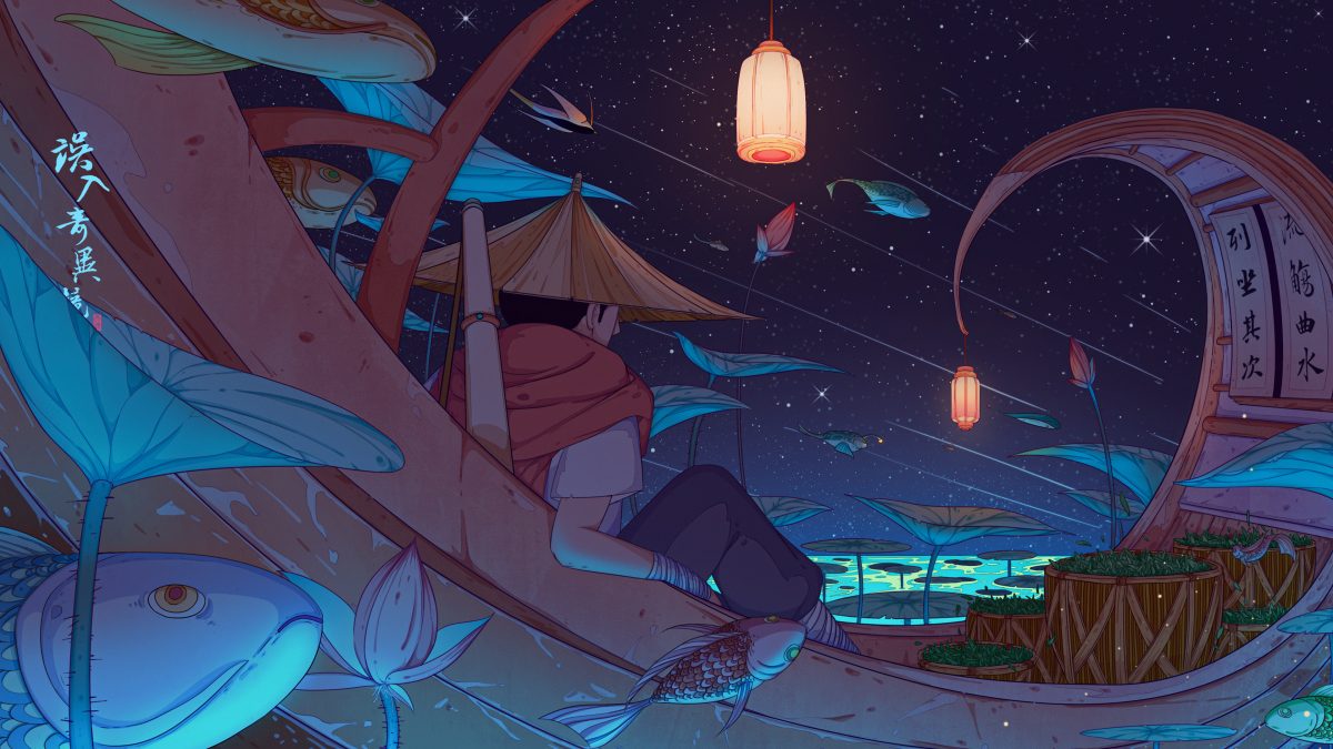 夜幕下的渔者