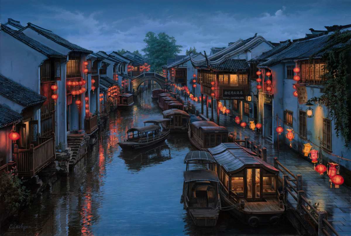 江南水乡夜色