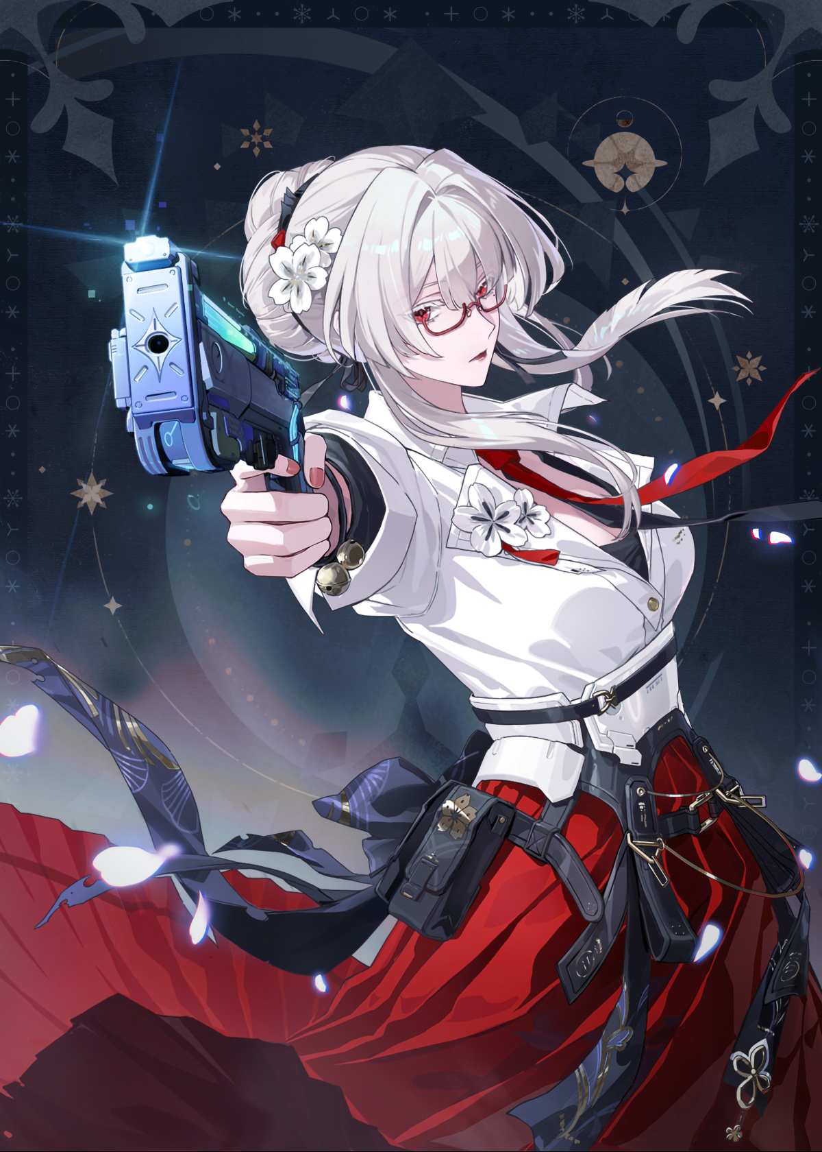 白发少女持枪