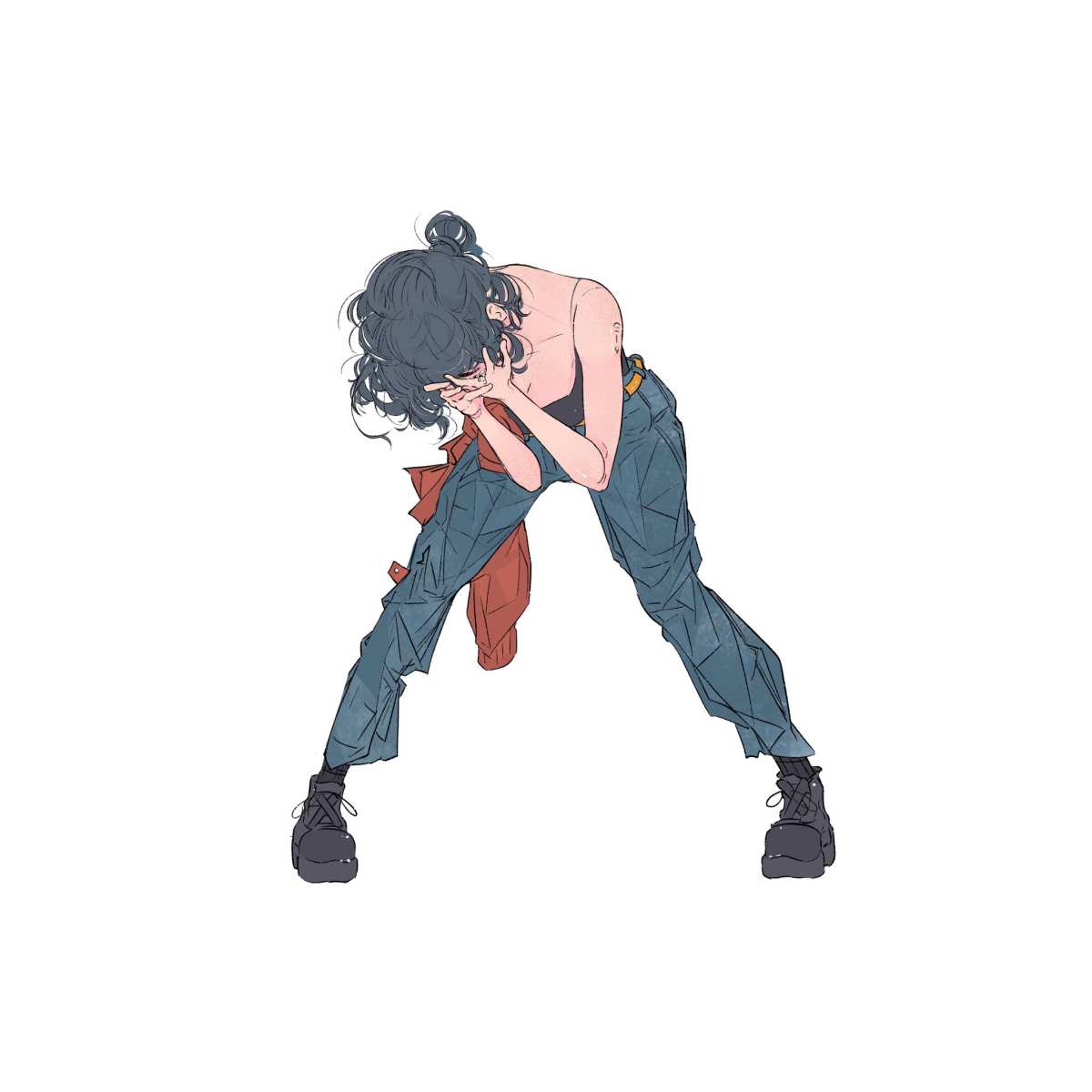 蓝色牛仔裤女孩