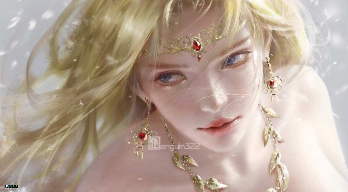 金色长发女性数字艺术