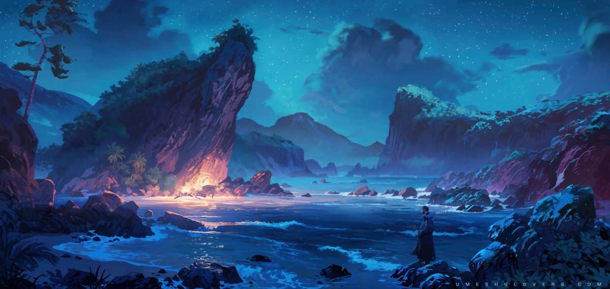 夜幕下的神秘海岸