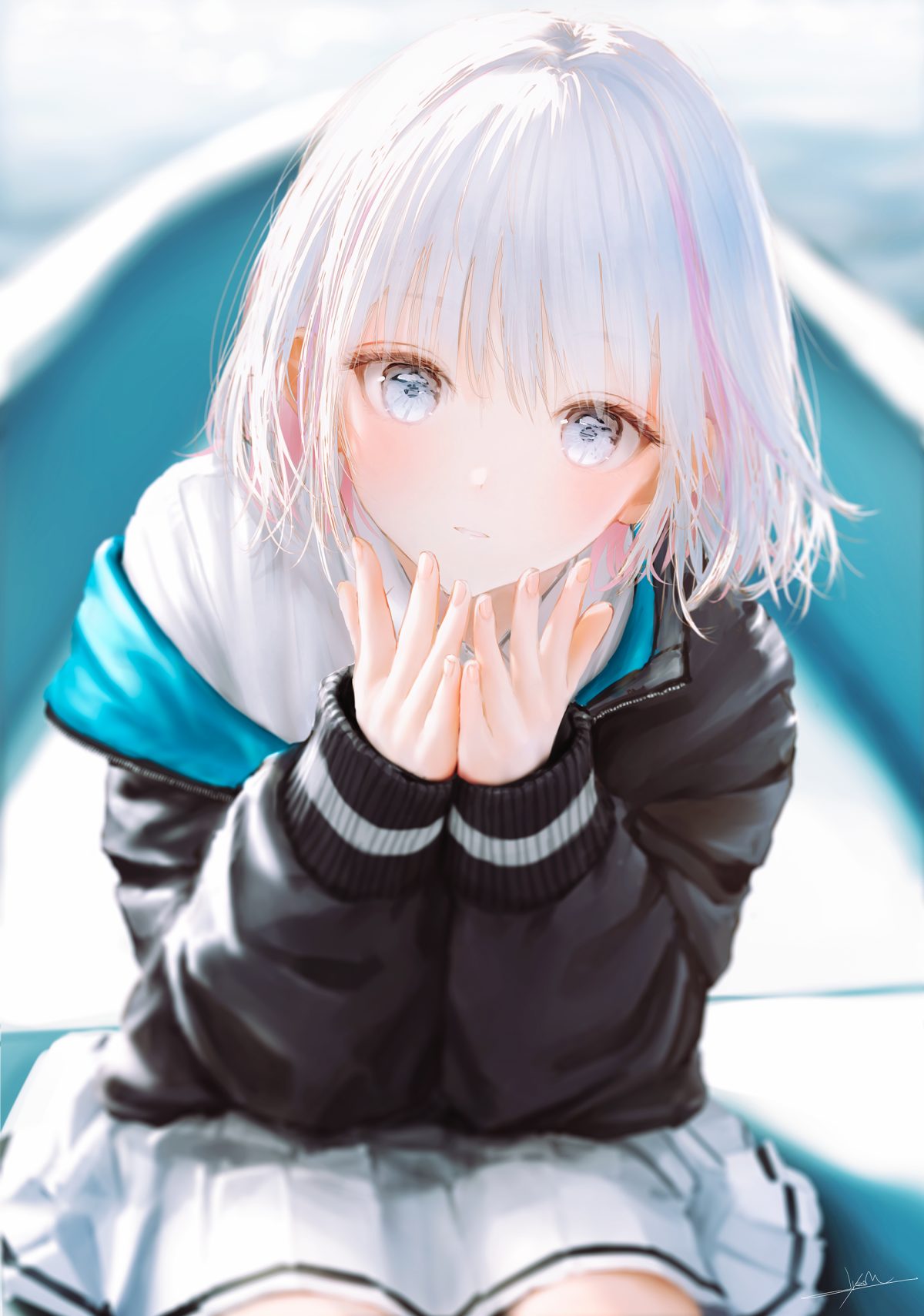 动漫女孩静坐