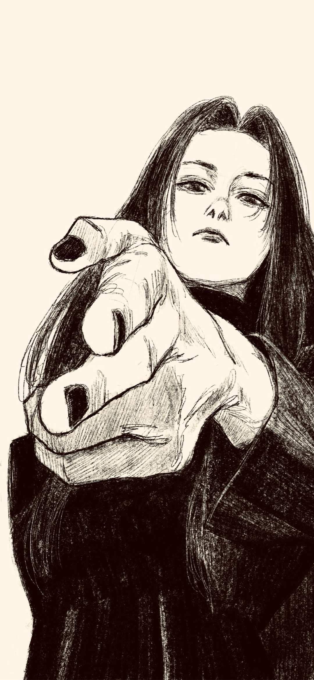 黑白素描女性