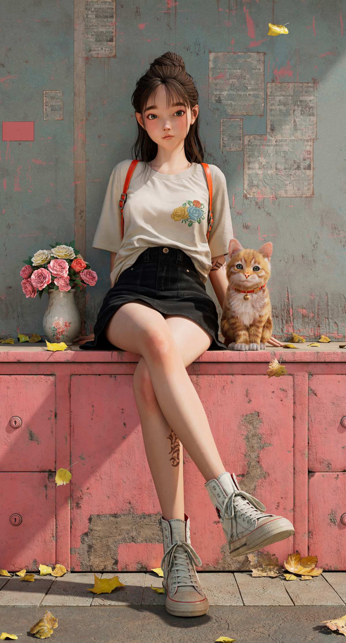 数字艺术猫咪女孩