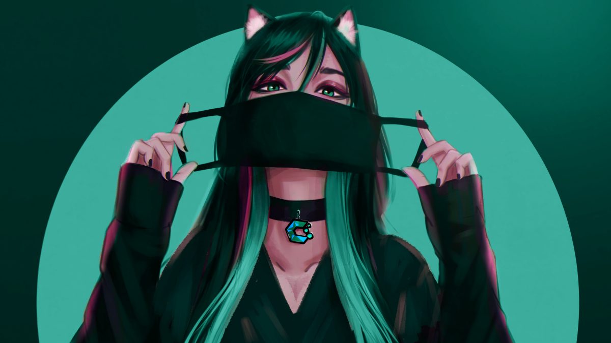 绿色瞳孔的猫耳女孩