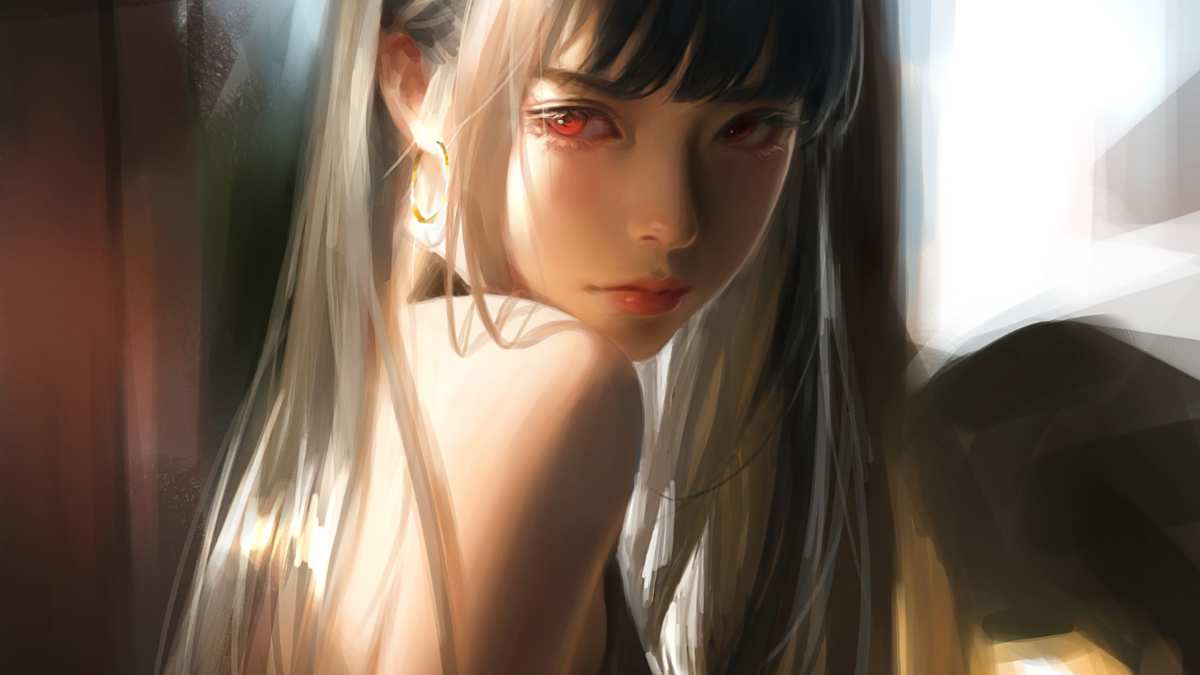 阳光下的红眼少女