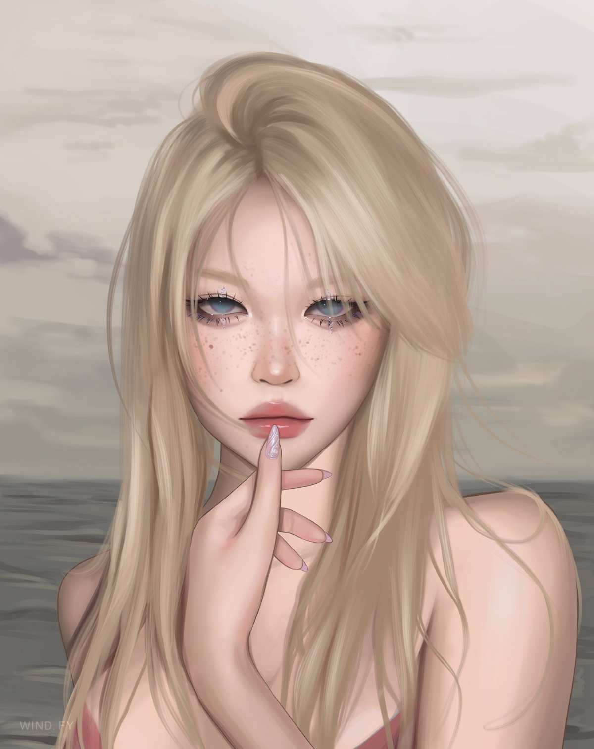 金发蓝眼女生
