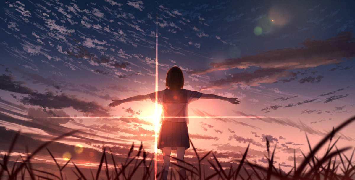 夕阳下的少女