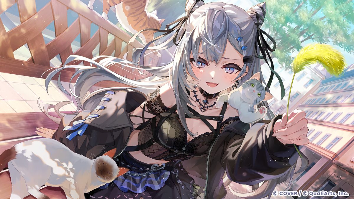 银发少女与猫咪