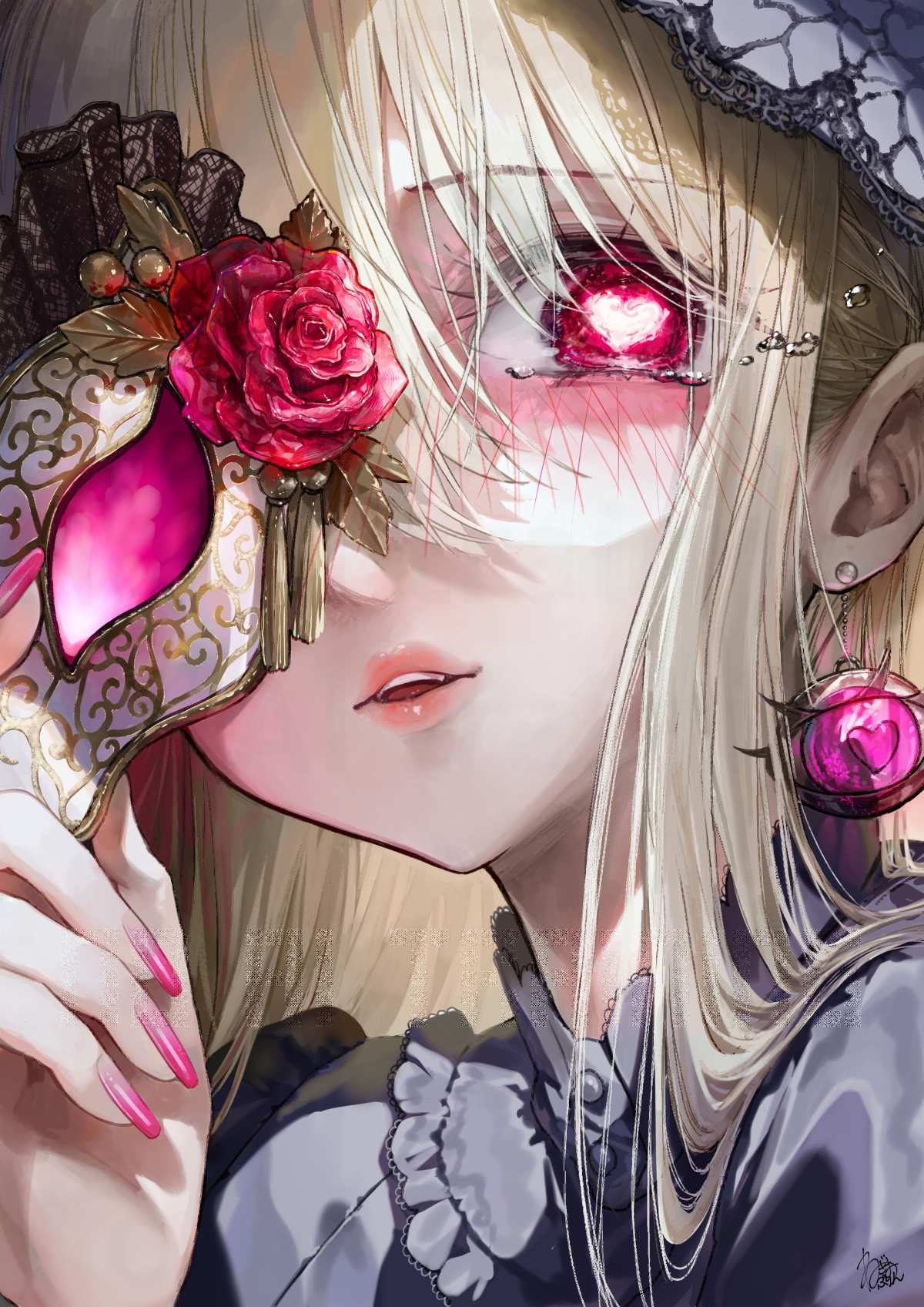 粉红玫瑰面具少女
