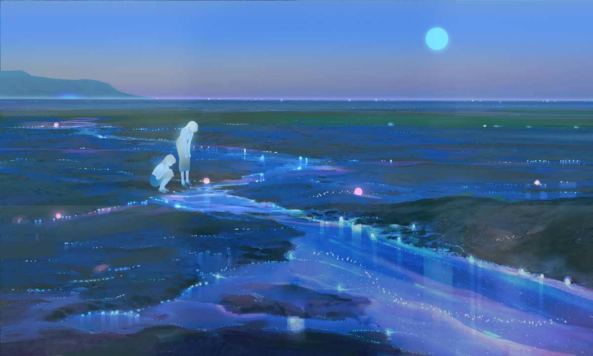 梦幻银河下的两位女性