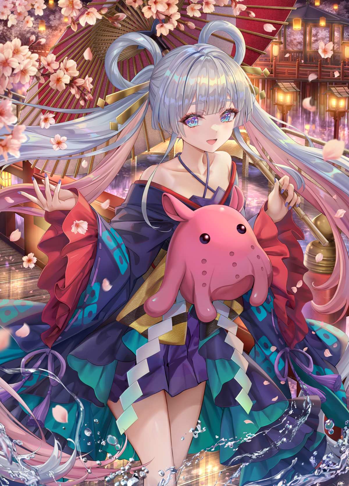 樱花下的银发少女