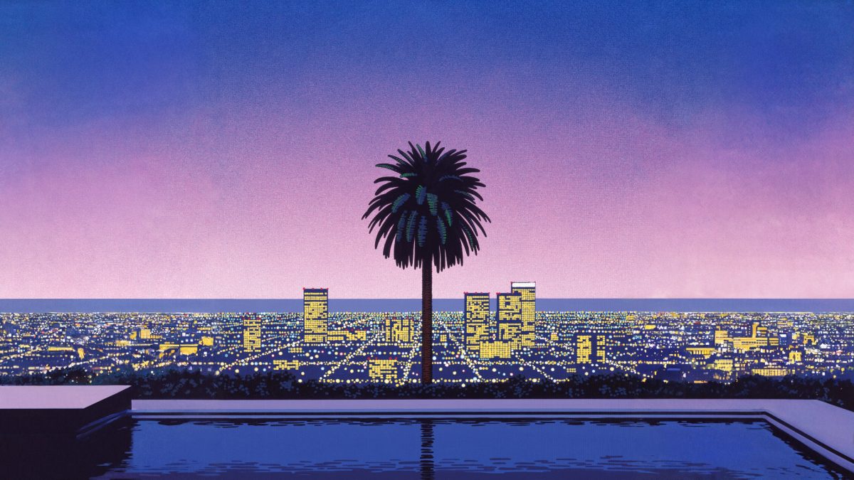 棕榈树与城市夜景