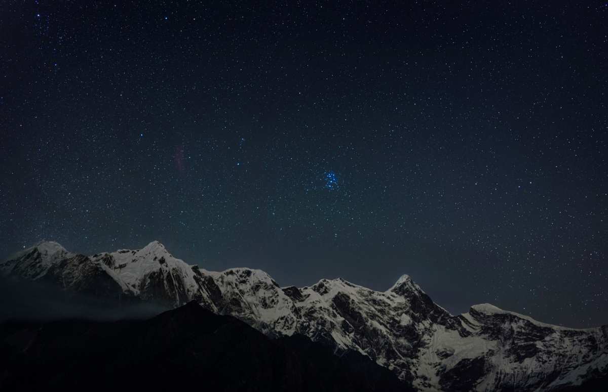 雪山繁星夜空