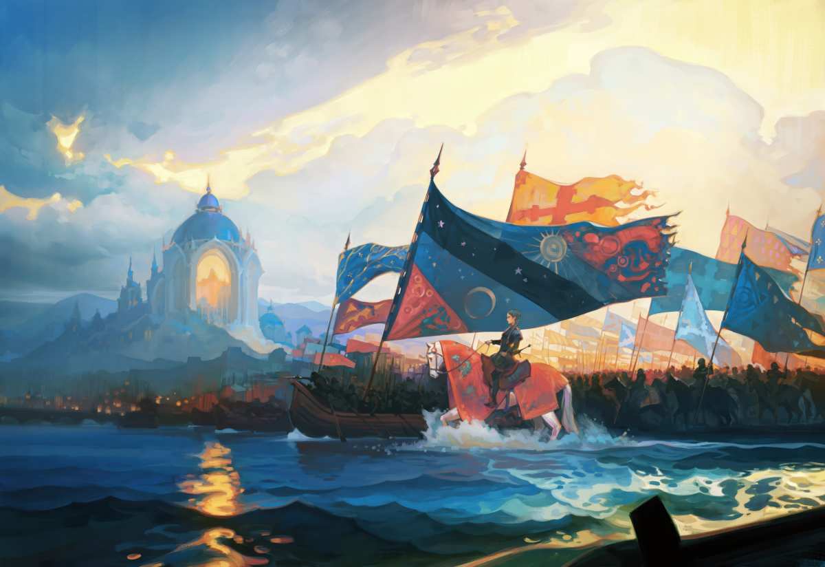 奇幻旗帜与海洋
