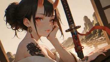 动漫女孩动态壁纸：龙耳环剑士