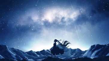 星空动漫女孩剪影动态壁纸