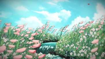 吉卜力动画鲜花溪流动态壁纸