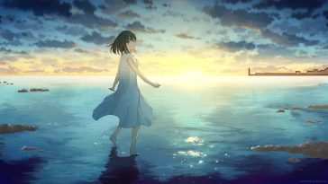 动漫女孩海滩动态壁纸