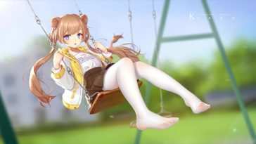动漫女孩荡秋千动态壁纸