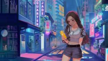 霓虹街头女孩动态壁纸