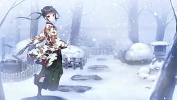 动漫女孩冬季和服动态壁纸