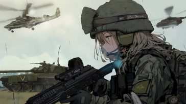 动漫女士兵动态壁纸：军事硬件装备
