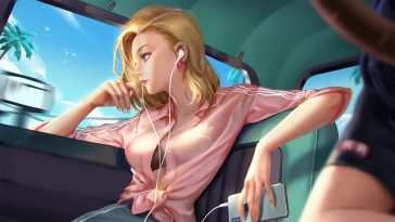 龙珠动态壁纸：Android 18汽车中听音乐