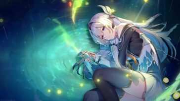 高清动态壁纸：萤火虫雨中动漫女孩