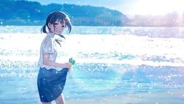 动漫女孩海滩动态壁纸