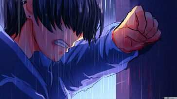 忧郁动漫男孩雨中动态壁纸