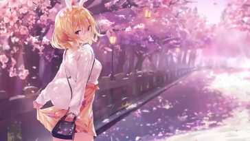 樱花动漫兔耳女孩动态壁纸